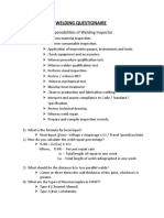 Welding Inspector Duties Questionnaire