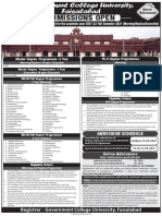 Admissions Open: Registrar Government College University, Faisalabad