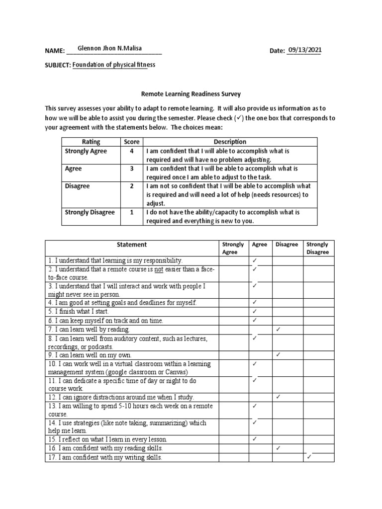Remote Learning Readiness Survey by MSRS | PDF | Distance Education ...