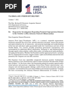 America First Legal (AFL) To The United States Inspector General