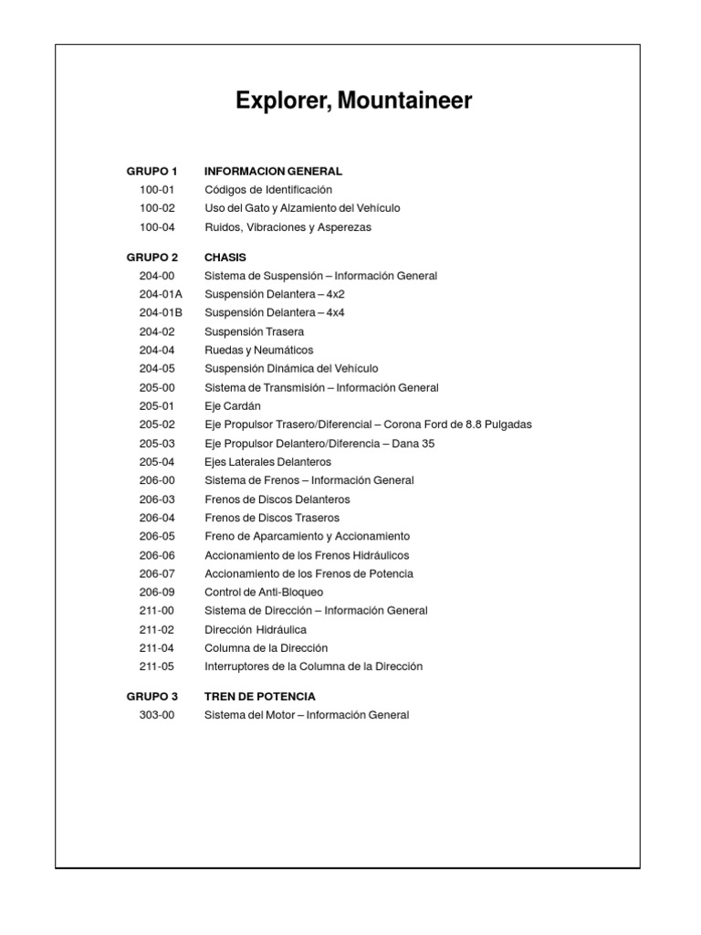 1998 FORD EXPLORER SERVICE MANUAL visual data 6
