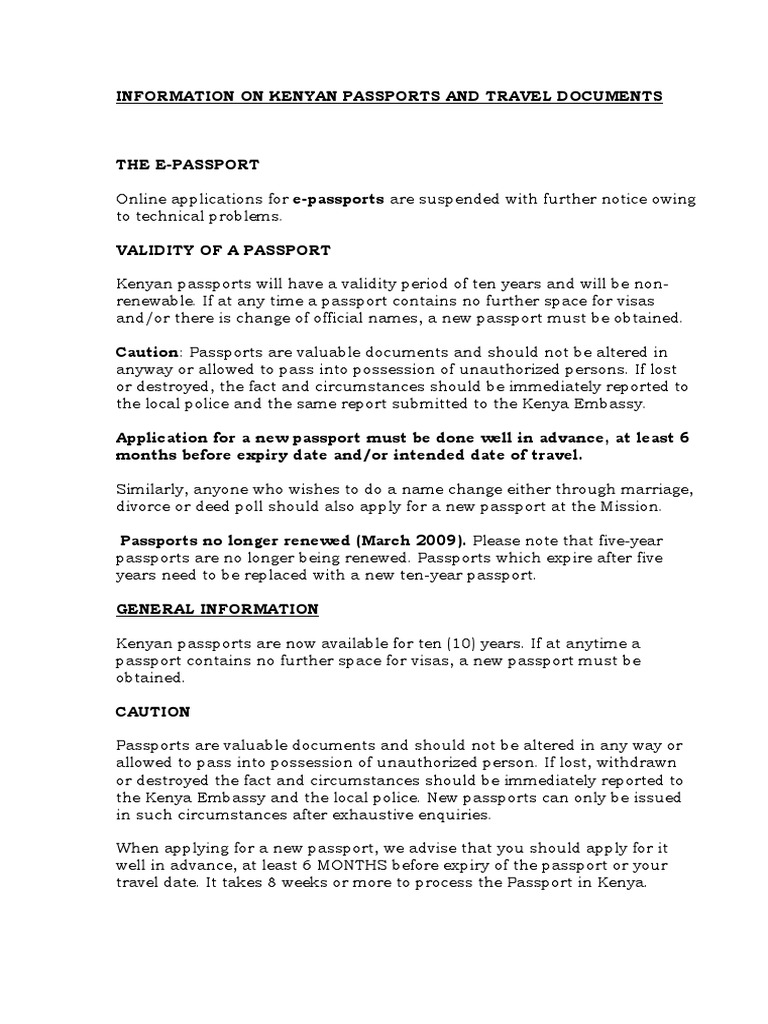 KENYAN PASSPORTS Requirements For site PDF Passport Identity