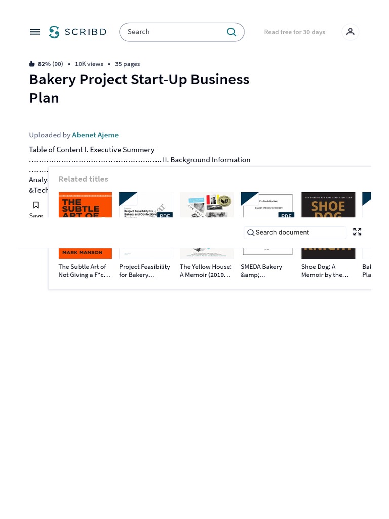 Bakery Project StartUp Business Plan PDF Economic Growth Breads