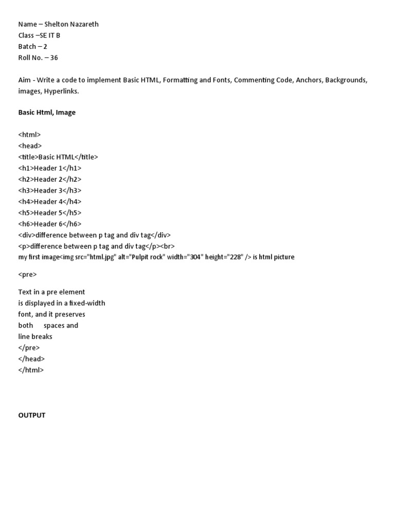 Basic HTML, Image: My First Image Is HTML Picture | PDF | Common Object ...