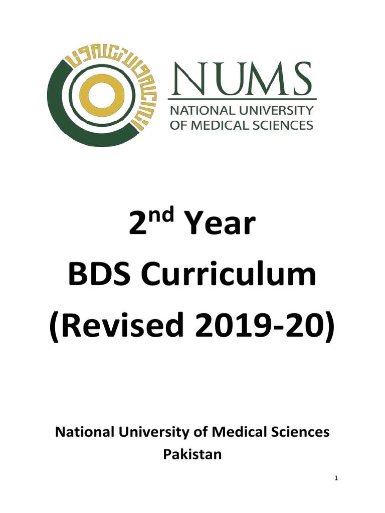2nd Year BDS Curriculum PDF Dentistry Dental Degree