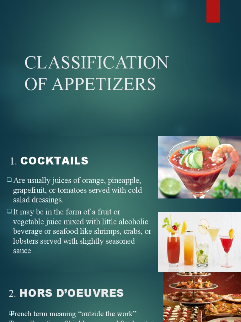 Classification of Appetizers PDF Hors D'oeuvre Salad