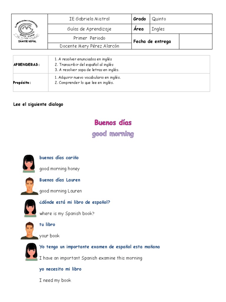 Guia Ingles Grado Quinto Primer Periodo | PDF | Música grabada