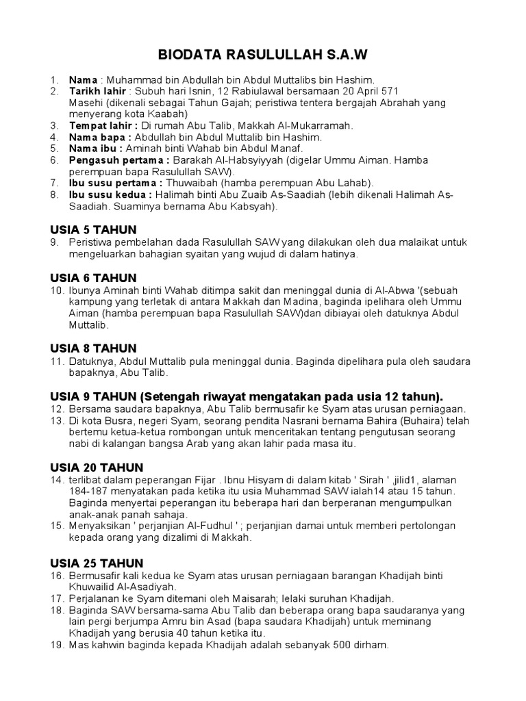 Biografi Rasulullah Saw Pdf