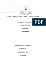 Independent University Bangadesh: Assignment: Summer 2021