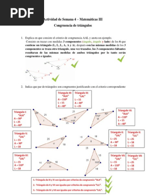 Actividad De Semana4 Congruenciadetriangulos Mate3 Respuestas Pdf Triangulo Matematica Elemental