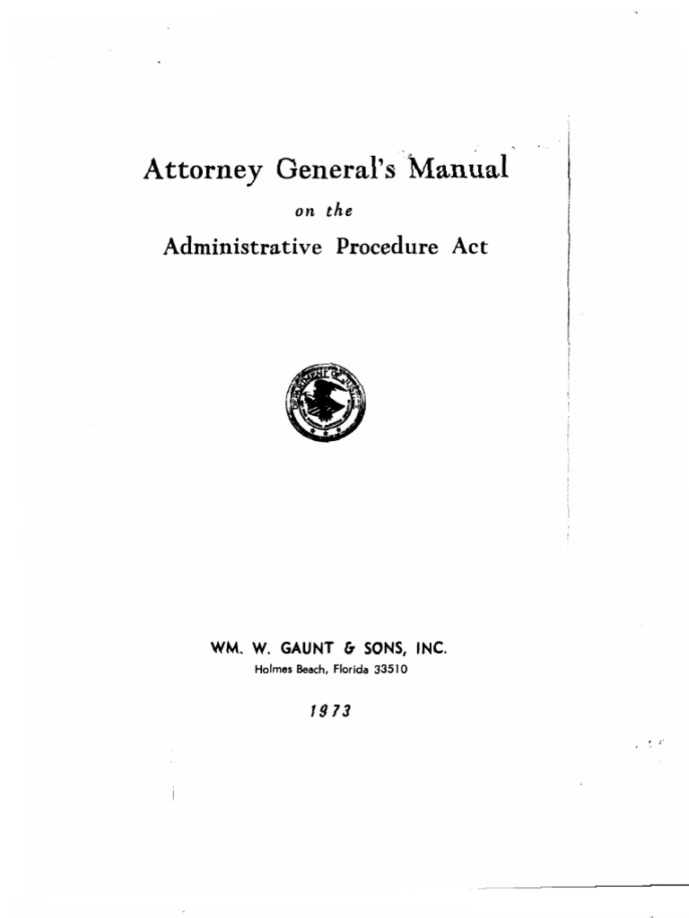 1947 Attorney General Manual On Administrative Procedure Act PDF Federal Government Of The