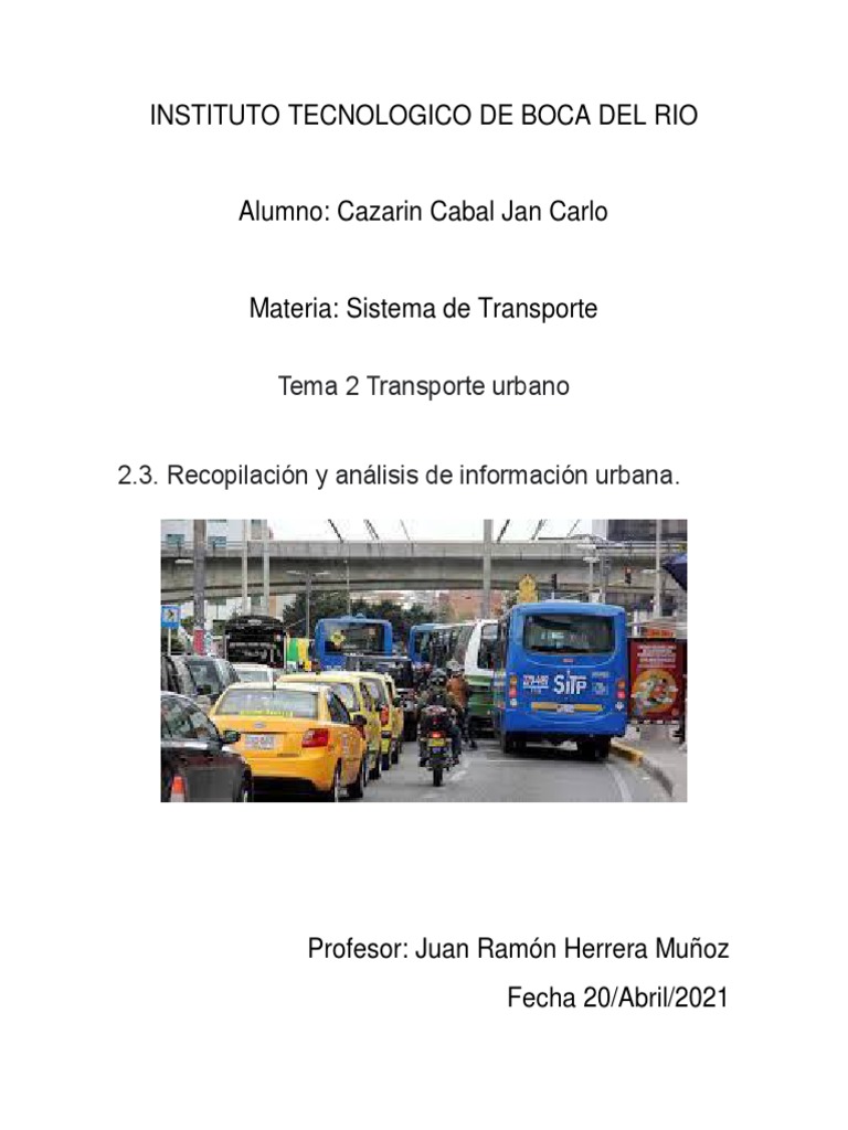 Análisis del Transporte Urbano Actual | PDF | Transporte | Transporte ...
