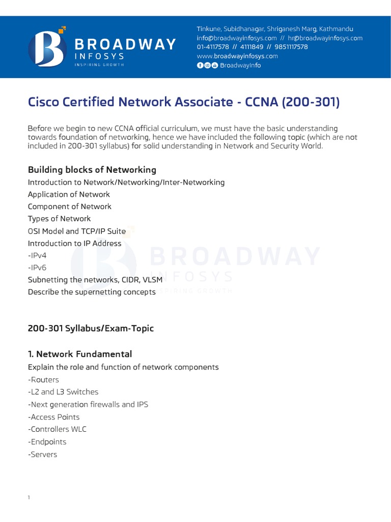Cisco Certified Network Associate CCNA (200301) Building Blocks of