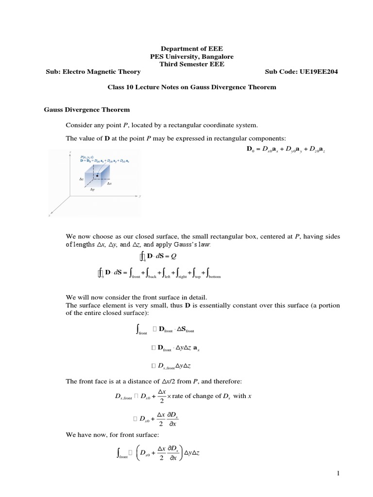 Gauss Divergence Theorem Lecture Notes | PDF | Volume | Force