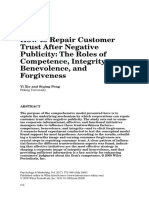 How To Repair Customer Trust After Negative Publicity: The Roles of Competence, Integrity, Benevolence, and Forgiveness
