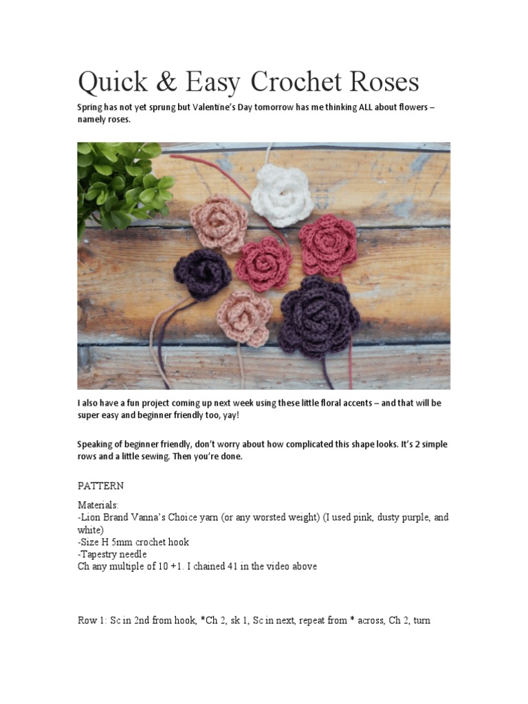Quick Easy Crochet Roses Pdf