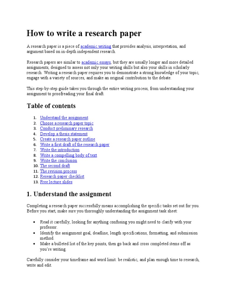 Guide to Writing a Research Paper | PDF | Essays | Academic Publishing
