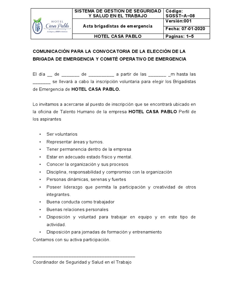 Conformación de Brigada de Emergencia | PDF