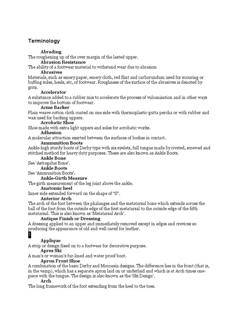 Footwear Terminology Guide | PDF | Shoe | Boot