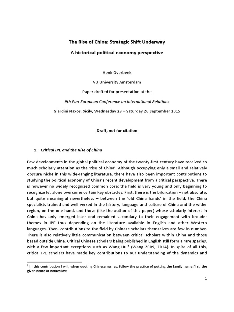2015 - The Rise of China - Strategic Shift Underway A Historical ...