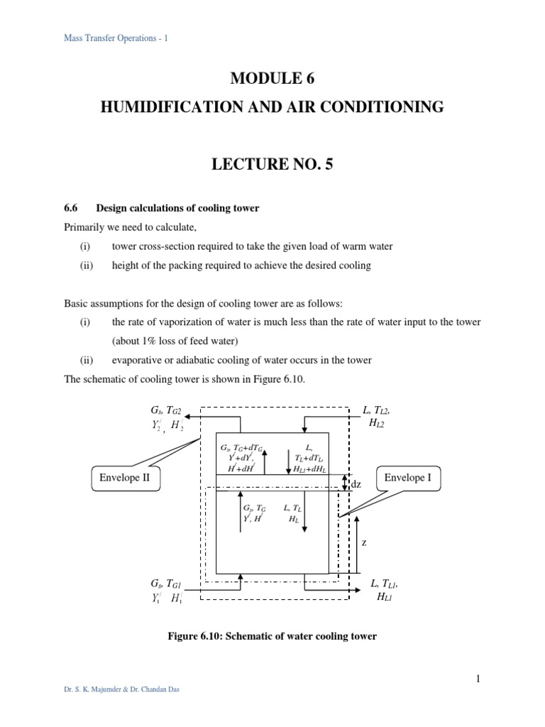 Cooling Tower Design Calculations PDF Enthalpy Water