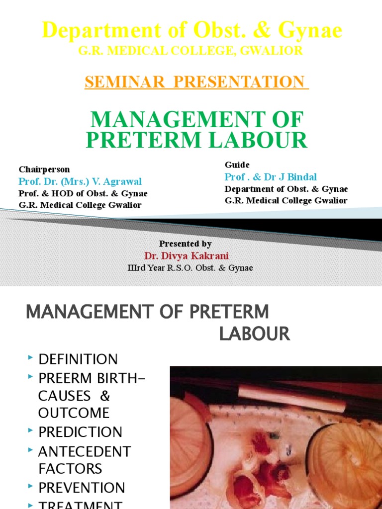 Management of Preterm Labour Seminar | PDF | Preterm Birth | Childbirth