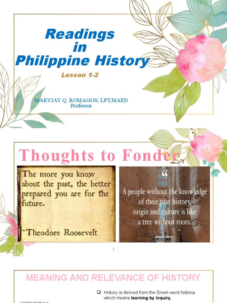 Readings in Philippine History: Lesson 1-2 | PDF | Primary Sources ...