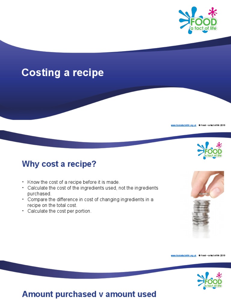 Costing A Recipe © Food A Fact of Life 2019 PDF Foods Nutrition