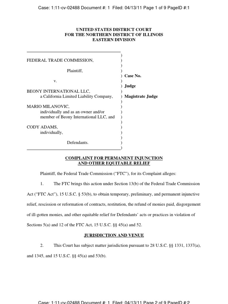 United States District Court For The Northern District of Illinois ...