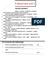 Grade 5 Alevel Test Unit 1: Q-1 (Choose The Correct Answer)