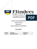 Corporate Accounting (BUSN9120) Semester 2, 2020 Assignment 1 Topic Coordinator: Mr. PHILIP RITSON