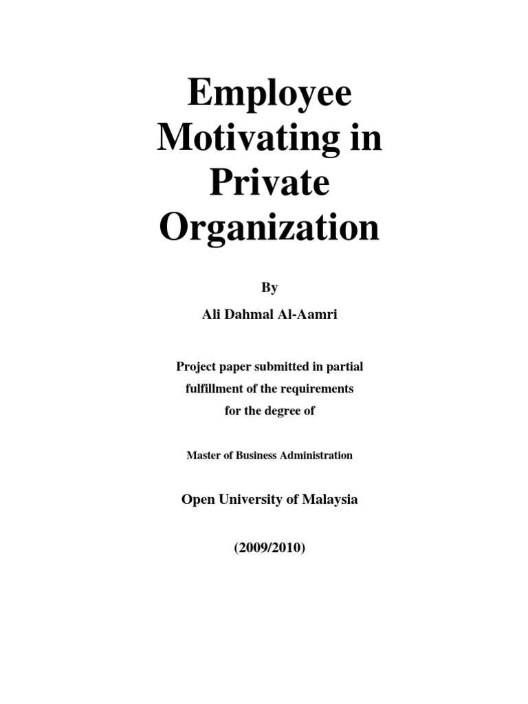 Employee Motivation in Private Organizations | PDF | Motivation ...