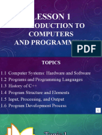 Lesson 1: Introduction To Computers and Programming