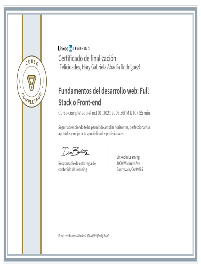 CertificadoDeFinalizacion - Fundamentos Del Desarrollo Web Full Stack o ...