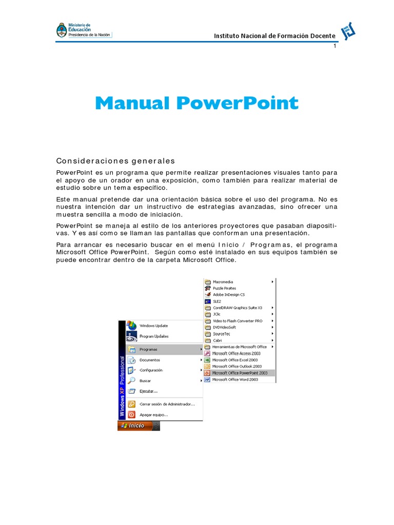 Manual Power Point 1 | PDF | Microsoft PowerPoint | Ventana (informática)