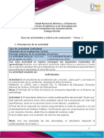 Guia de Actividades Tarea 1 - Reconocimiento y Presaberes y Rúbrica de Evaluación