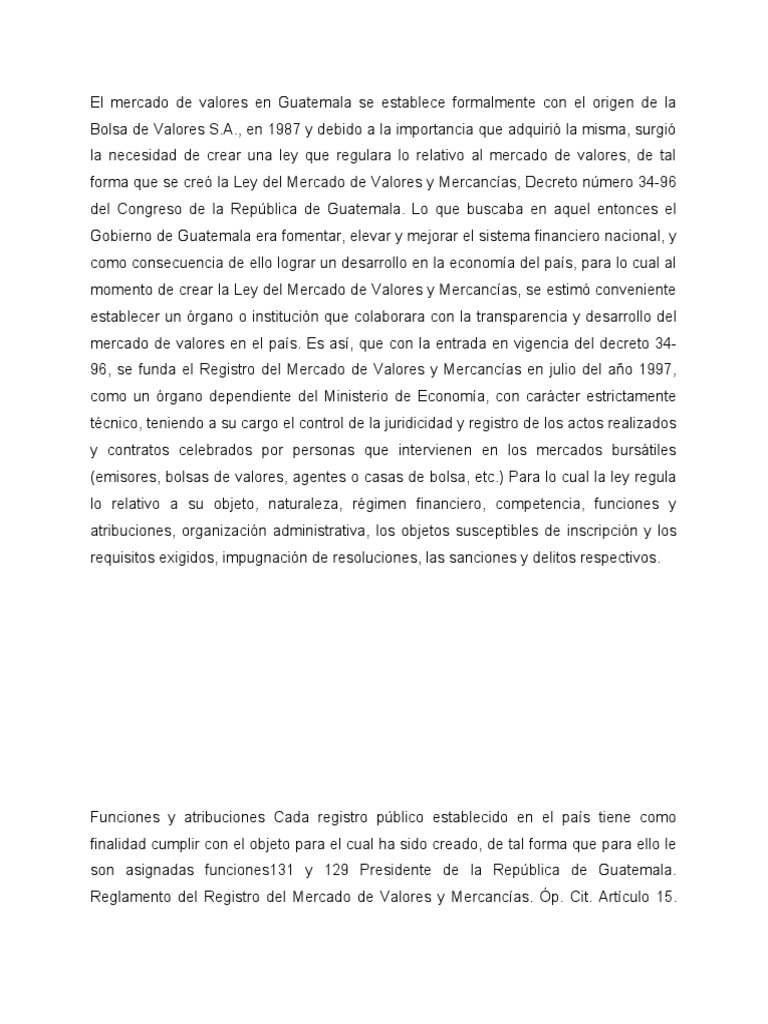 Mercado de Valores en Guatemala | PDF | Bolsa | Bolsa de Valores