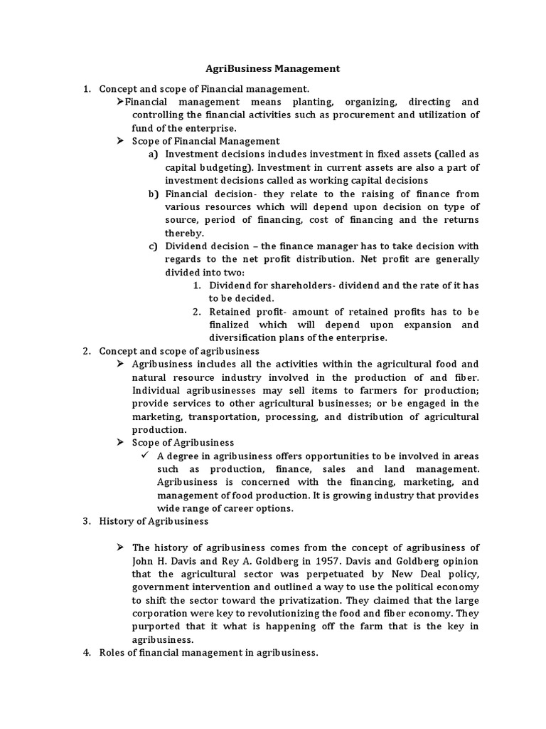 Agricultural Business Management PDF Equity (Finance) Dividend