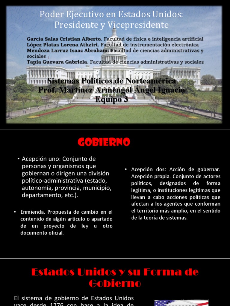 Poder Ejecutivo en Estados Unidos | PDF | Separación de poderes | Los ...