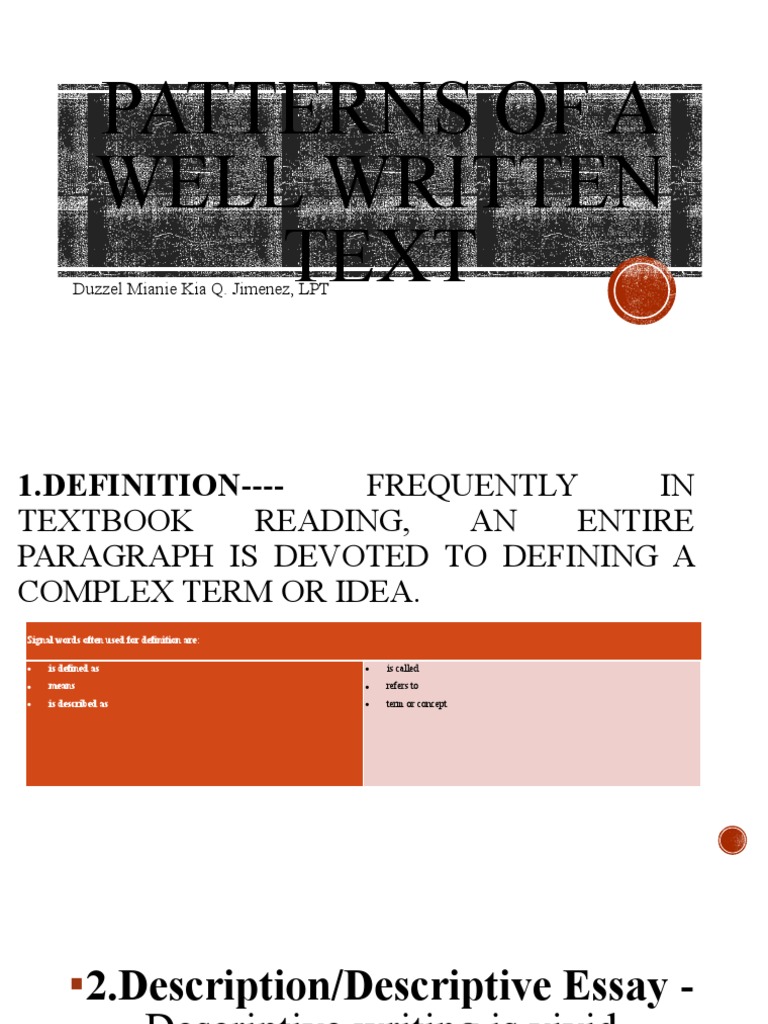 Text Structure Patterns Explained | PDF | Family | The War Of The Worlds