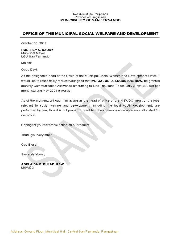 Office of The Municipal Social Welfare and Development: Municipality of ...