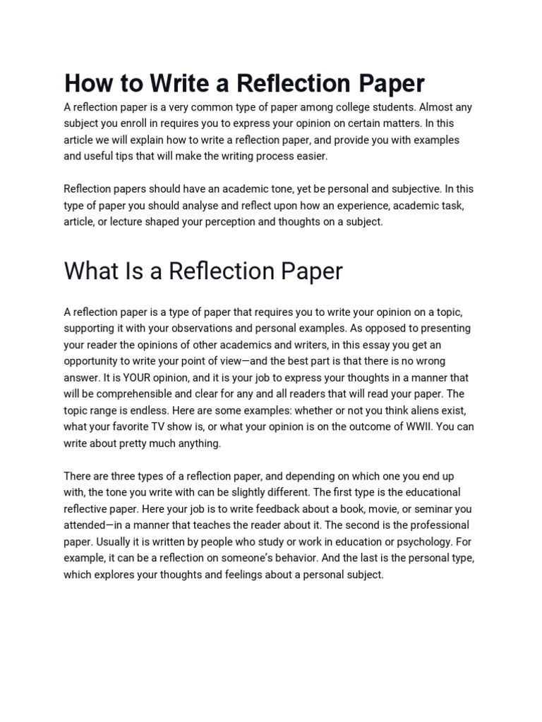 How to Write a Reflection Paper  PDF