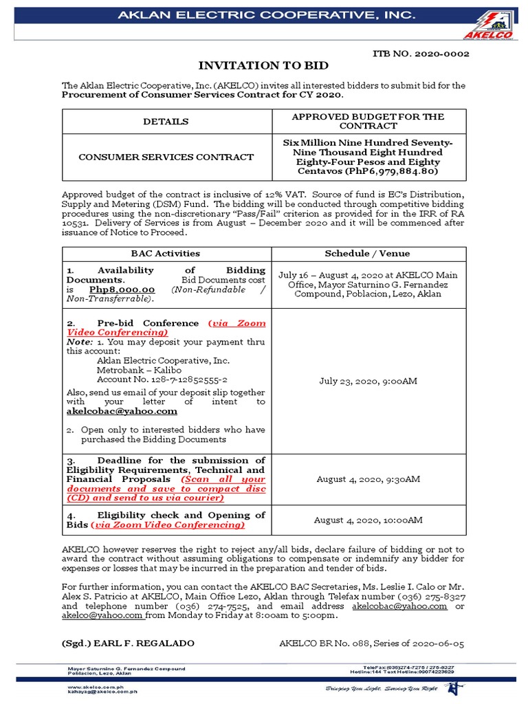 Invitation To Bid (NonRefundable / NonTransferrable) PDF