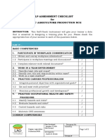 Self-Assessment Checklist for Organic Agriculture Production NCII