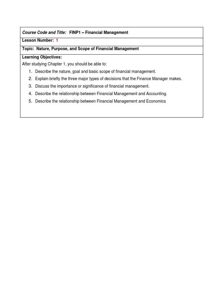 Overview of Financial Management Principles | PDF | Cost Of Capital ...