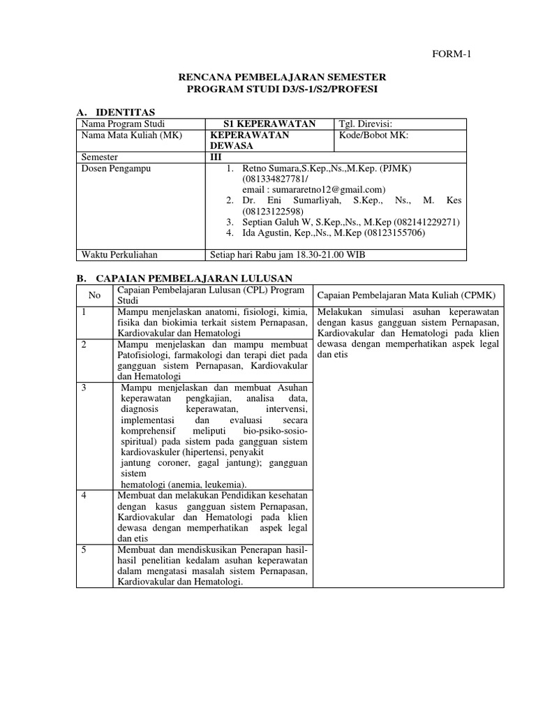 RPS Keperawatan Dewasa 2021 | PDF