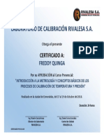Certificado de Capacitación No. 103 - Freddy Quinga