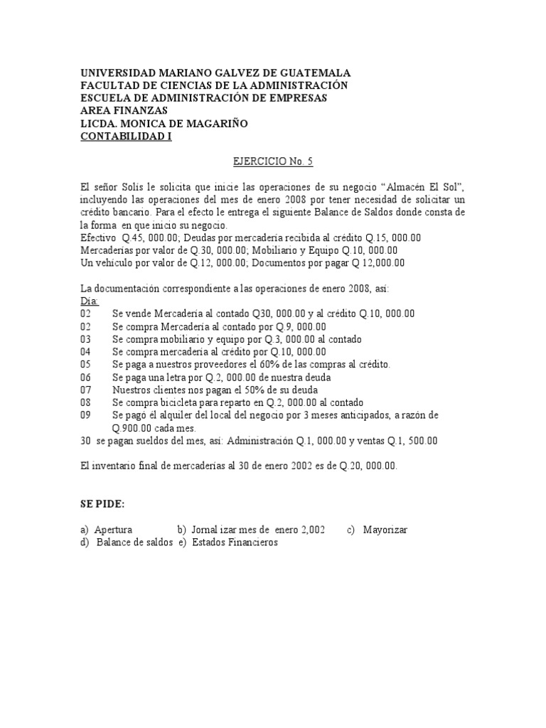 Resolucion Conta I Ejercicio 5 Pdf Bancos Contabilidad