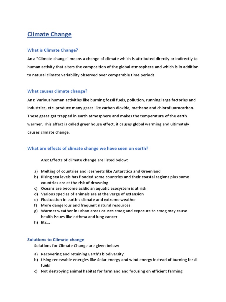 Understanding Climate Change Causes and Solutions | PDF | Science ...