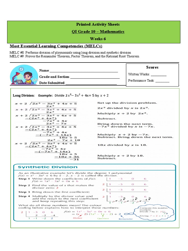 Printed Activity Sheets QI Grade 10 - Mathematics Weeks 6 | PDF ...